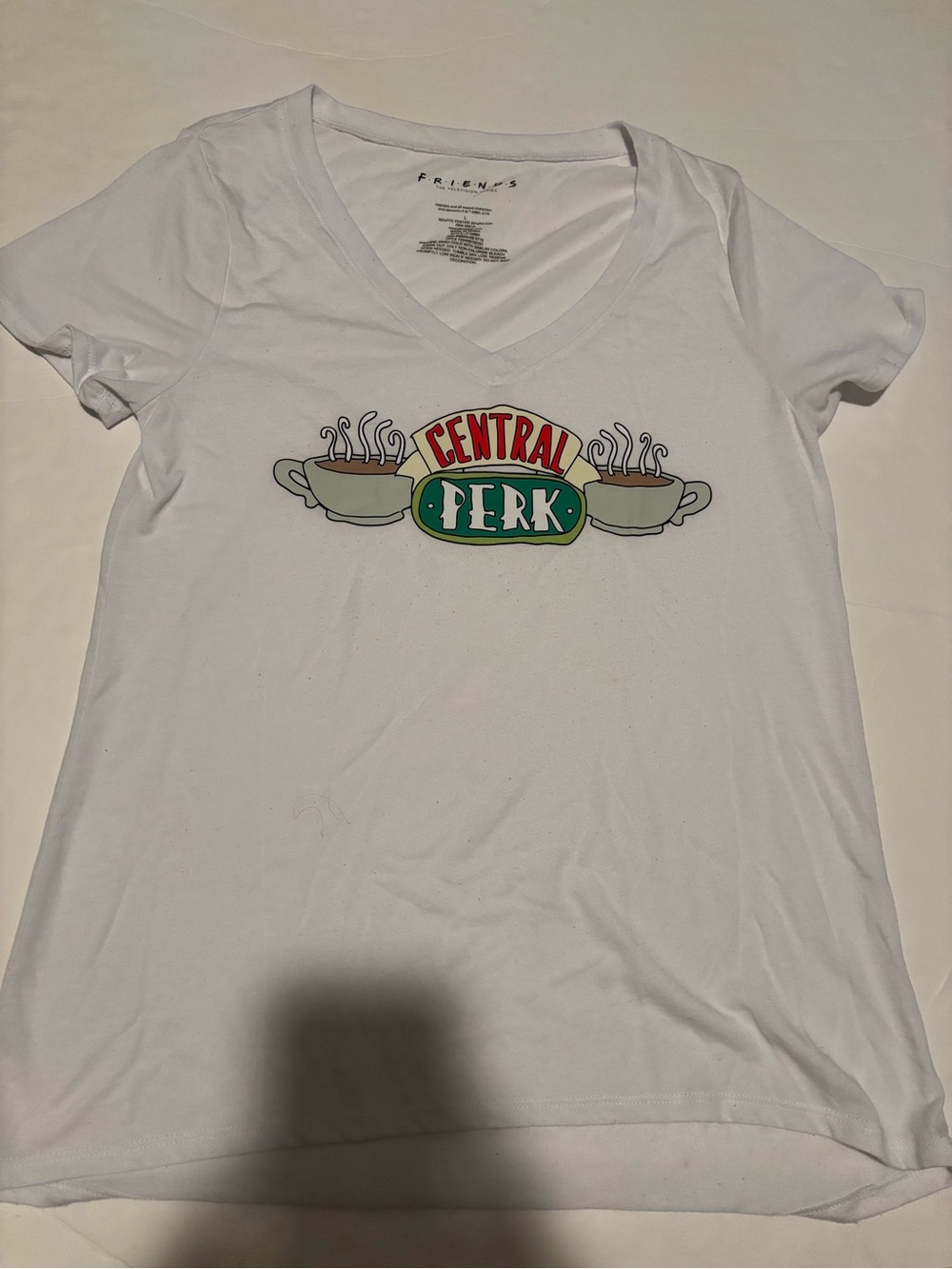 Friends Central Perk White V-Neck Tee